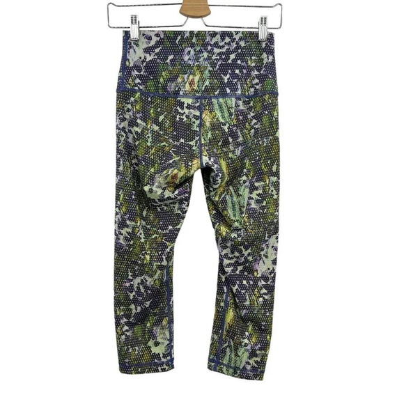 Lululemon Dancing Warrior Wunder Under‎ Crop Leggings Floral Pistachio Size 6 - Picture 4 of 5